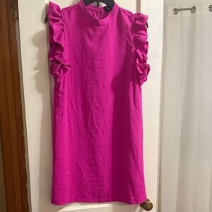 fab'rik Vibrant Pink Ruffle Mini Dress